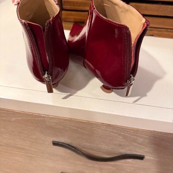 Women's Steve Madden Burgandy Kitten Heel Booties, Patent - Picture 6 of 6